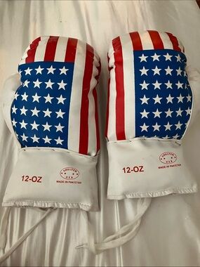 Shelter USA 12-oz American Flag Boxing Gloves - White/Red/Blue